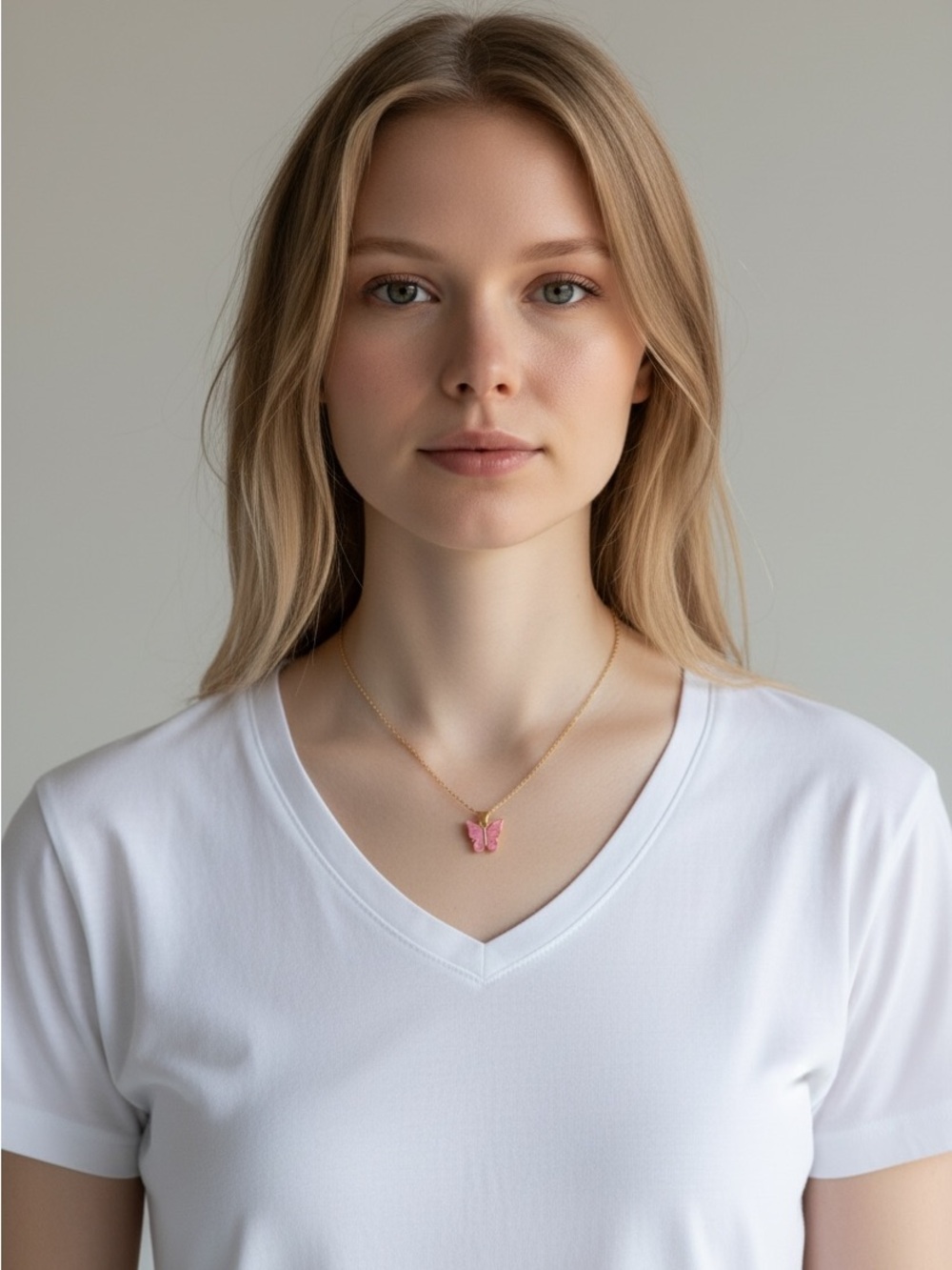 10/22 Delicate Pink Butterfly Pendant Necklace - Women's Jewelry